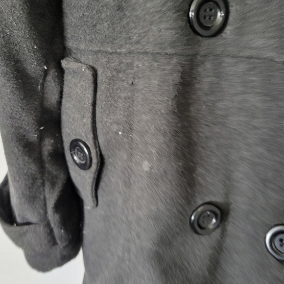 Snobbish Large Charcoal Grey Pea Coat Double Button Warm Fall Winter Long Jacket - Picture 5 of 7